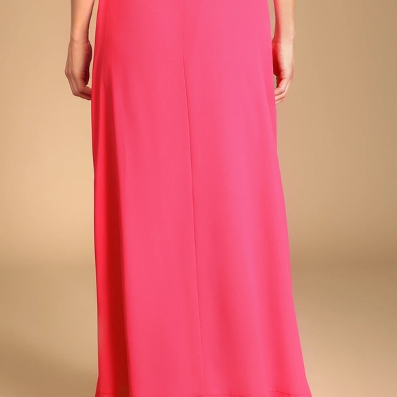 Lulu’s Genuine Happiness Hot Pink Ruffled High-Low Wrap Maxi Skirt - Picture 5 of 5